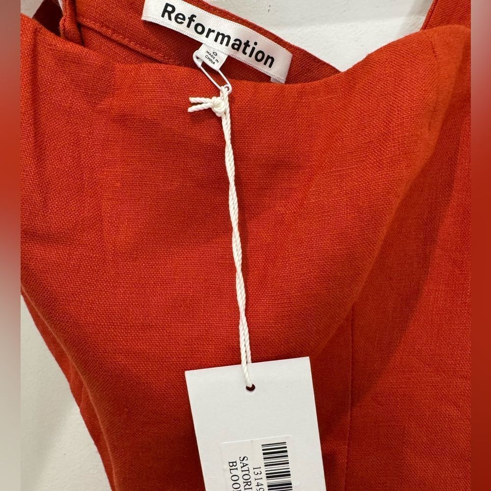 NWT Reformation Satori Linen Dress - Blood orange - Picture 10 of 11